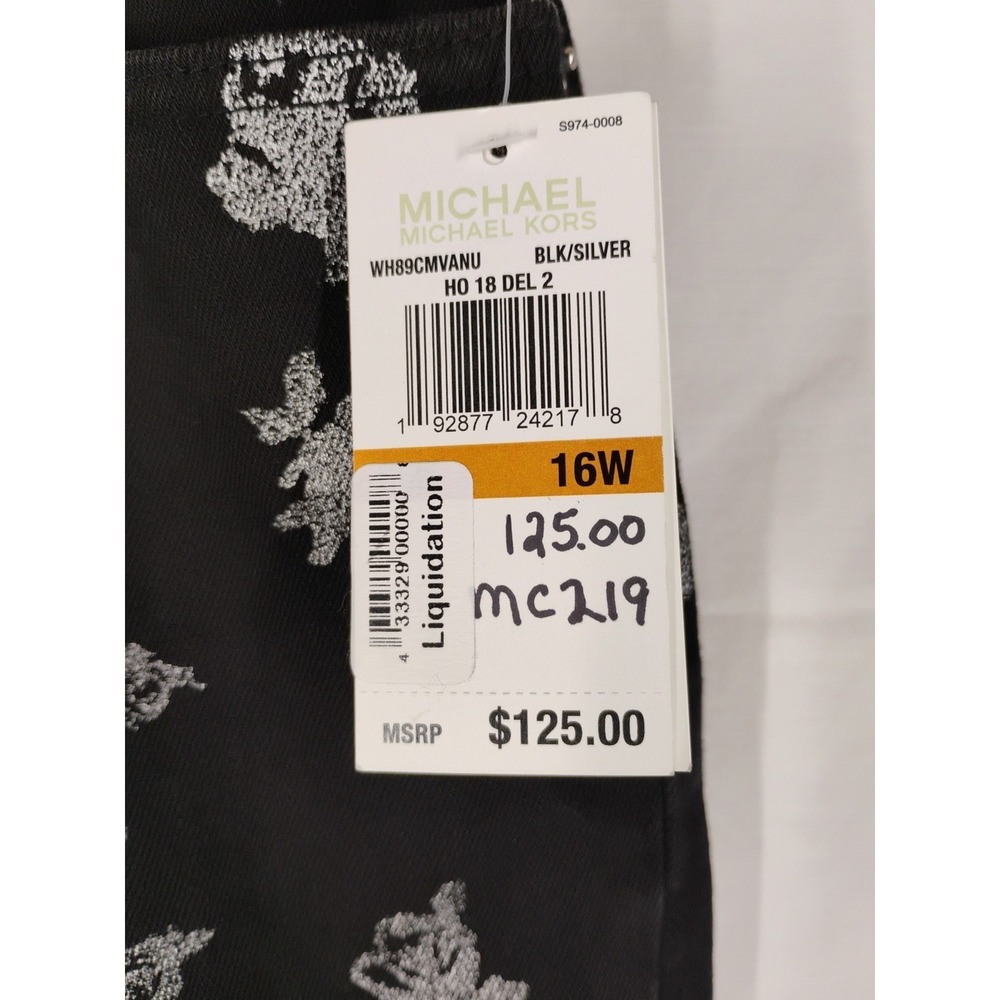 NWT Michael Kors Womens Sz 16 W Black Floral Izzy Cropped Skinny Jeans $125 - Picture 5 of 11